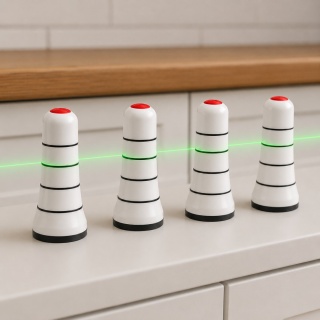 LaserPin pionki białe znaczniki do poziomowania laserowego szafek blatów mebli 8 szt BOX
