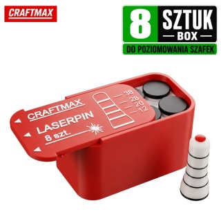 LaserPin pionki białe znaczniki do poziomowania laserowego szafek blatów mebli 8 szt BOX
