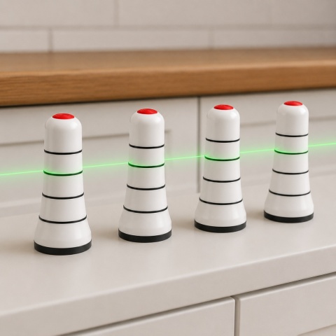 LaserPin pionki białe znaczniki do poziomowania laserowego szafek blatów mebli 16 szt BOX