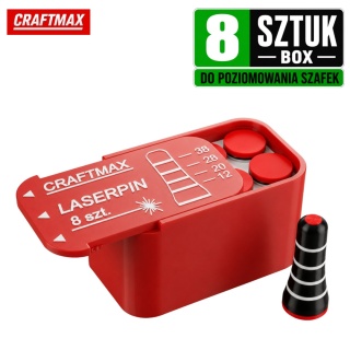 LaserPin pionki czarne znaczniki do poziomowania laserowego szafek blatów mebli 8 szt BOX