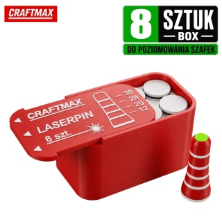 LaserPin pionki czerwone znaczniki do poziomowania laserowego szafek blatów mebli 8 szt BOX