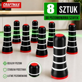 LaserPin pionki czarne znaczniki do poziomowania laserowego szafek blatów mebli 8 szt