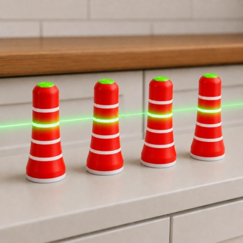 LaserPin pionki czerwone znaczniki do poziomowania laserowego szafek blatów mebli 16 szt BOX