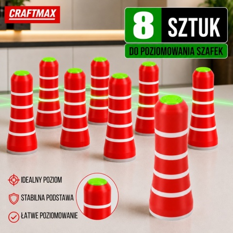LaserPin pionki czerwone znaczniki do poziomowania laserowego szafek blatów mebli 8 szt